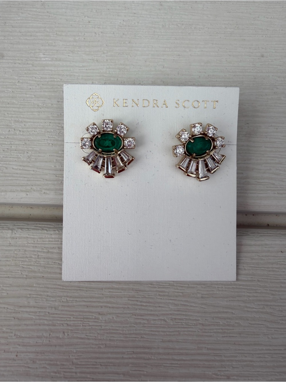 Kendra Scott Emerald Green Halo Statement Stud Earrings